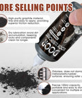 Dry Graphite Lock Lubricant Powder, 100ml bottle shown with nozzle dispensing powder onto surface, used for locks.