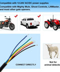 No Sweat Vehicle Sensor For Automatic Gate Opener With Extended Range Driveway Exit Wand showing compatible vehicles and wires for connection.