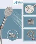 Brushed Nickel Tub Filler With Wall Mount And Handheld Sprayer, 6 Inch Center, Single Handle Shower Mixer Faucet Built To Last SUS304