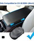 Mazda CX 30 Center Console Cover Leather Armrest Protector Waterproof And Anti Scratch Black Carbon Fiber Finish For 2020 2021 2022 2023 2024 2025 2026 CX 30 Accessories installed in car