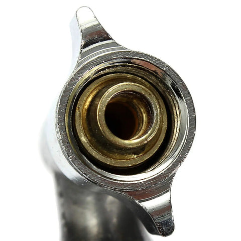 Close-up view of the heavy duty 0.5 mm nozzle of the Premium Pneumatic Spray Gun With Gravity Feed System.