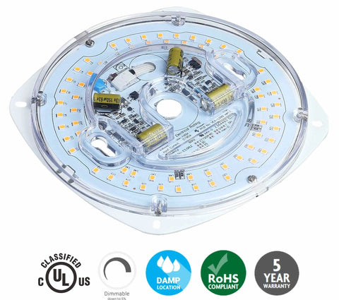 Dimmable 17W LED Light Engine 5000K 1200 Lumens 120V Retrofit Kit For Ceiling Flush Ceiling Fan Pendant Lantern Garden 4 Inch PCB Size 5.39 Inch Overall Easy Install. Focus keyword must be included.