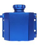 Fresh Rad Blue Universal Coolant Reservoir Tank With One Liter Capacity Radiator Overflow Bottle front view showcasing aluminum design.