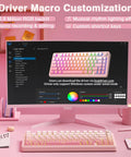 Driver macro customization interface for Dead Quiet Pink 75 Percent Wireless Mechanical Keyboard with RGB backlight features.
