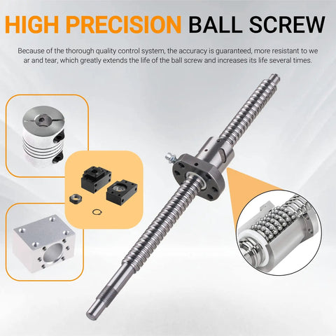 Ball Screw Assembly 400mm Long 12mm Diameter with End Machining and Nut, BK10 BF10 End Supports and Coupler for CNC Router