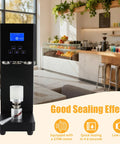 Hella Durable Commercial Soda Can Sealer With Automatic Operation And Smart LED Display, 370W motor in café setting.