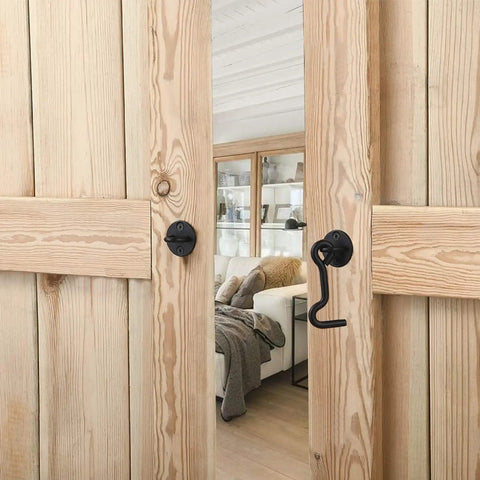Heavy Duty 16 Pack Barn Door Hook And Eye Latch Kit Tough As Nails Stainless Steel Gate Hasp on wooden doors.