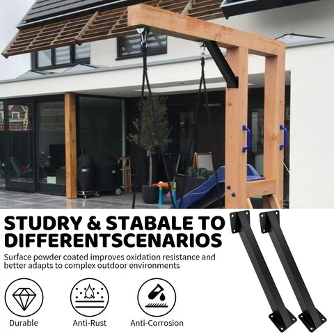 45 Degree Angle Support Pergola Brackets Set 4 Pack Heavy Duty Steel Wood Post Connectors For DIY Outdoor Gazebos Porches And Log Cabins With Screws And Easy Install Hardware