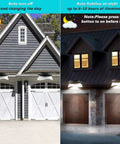 Six Pack 9 LED Solar Gutter Lights 100LM Output IP55 Waterproof Outdoor Gutter Lighting on garage during day and night