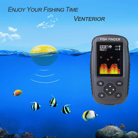Portable Wireless Fish Finder With Rechargeable Battery, Castable Transducer, No Cable, Depth Locator, Temperature, Fish Size, Bottom Contour, And 