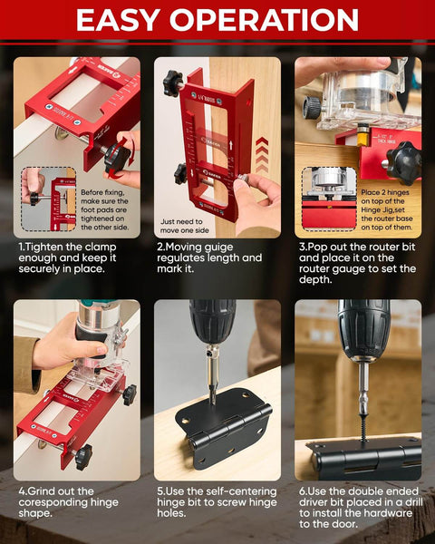 Adjustable Door Hinge Jig For Aluminum Alloy Doors Router Template Fits Hinges from Two And A Half To Five Inches in Length in Use