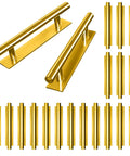 Self Stick Push Pull Helper 20 Pack Hidden Cabinet Handle ABS Plastic Door Window Wardrobe Handle Instant Cabinet Drawer Furniture Handles Multi Purpose No Drill Easy Install Self Adhesive Pull Bar For Cabinets And Drawers displayed in gold color.