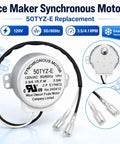 Plug And Play Drop In Ice Maker Synchronous Motor 120V Replacement For Commercial And Home Ice Makers 50 60Hz 3.5 4.1 RPM Compatible With HZB Series Models And More., 50TYZ-E motor with wire leads and mounting tabs