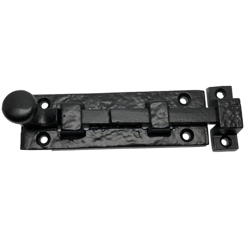 Rock Solid Heavy Duty Cast Iron Sliding Door Bolt Latch 5 Inch Mounting Plate for Barn Doors and Gates