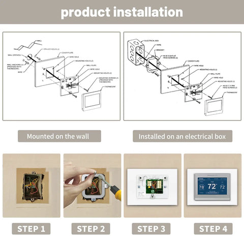 Steps for installing Thermostat Backplate And White Wall Mount Cover Plate For THP2400A1027W on a Honeywell thermostat setup