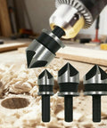 3-Pack Countersink Drill Bit Set for Woodworking, Chamfer Tool Kit With Quick Change Compatibility, Adjustable Bevel Cutter