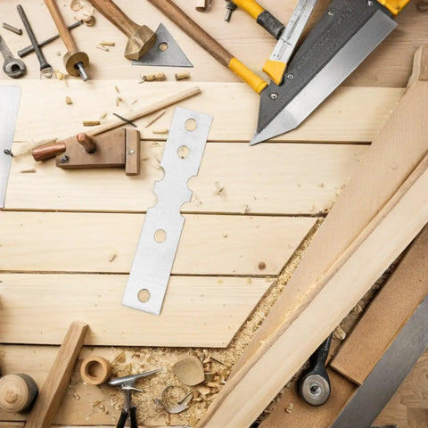 Heavy Duty Door Repair Plates 50 Pack For Iron And Wood Frames Flat Connecting Plates And Metal Braces tools visible on wood surface