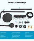 Parts of Thermostatic Shower System All In One With 8 Inch Round Shower Head Exposed Shower Faucet Wall Mount Anti Scald Core.