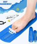Two Pack Foot Measurement Kit For Accurate US Shoe Size Men Women Blue Includes Tape Measure Ring Sizer Small Ruler And Easy To Read Foot Sizer For Home Use Family Friendly Sizing, blue ABS PVC foot measuring device with tape and ring sizer