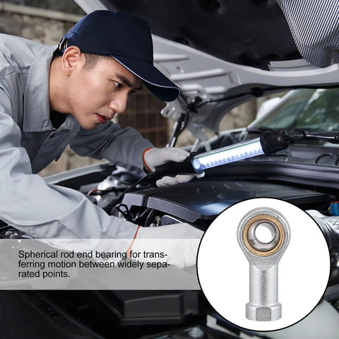 4Pcs Female Thread Rod End Bearings Set With Spherical Plain Bearings Pneumatic Rod Ends Easy Install Heavy Duty High Load Capacity Durable Copper Race Hardened Steel Ball Replacement Parts For Linkages And Machinery, mechanic inspecting car engine