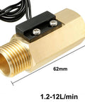 G1/2 Hall Effect Water Flow Sensor And Flow Meter For 1.2-12 L/min, Brass Body, Waterproof Design, Side View