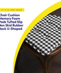 Cozy Memory Foam Chair Cushions Set Of Four With Tufted Non Slip Rubber Backing And U Shaped Design 17 By 16 Inch Checkered Black And White Seat Pads For Office Dining Kitchen Chairs Slip Resistant Comfort