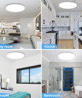 Six Pack 12 Inch Dimmable Flush Mount LED Ceiling Light 28W 3200LM 5000K Daylight White in living room, kitchen, bedroom, bathroom.