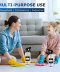 Mother and daughter cleaning with 4 Pack 17oz Spray Bottles With 360 Degree Gravity Ball Straw For Upside Down Spraying nearby