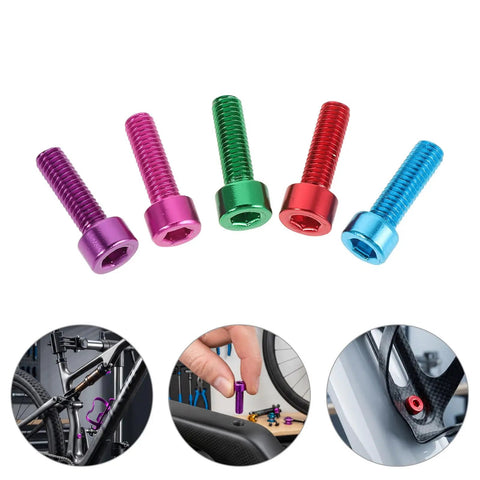 Ride Ready 30 Piece M5 Bike Bottle Cage Bolts Kit With Aluminum Socket Head Screws For Road Mountain City Bikes in five colors
