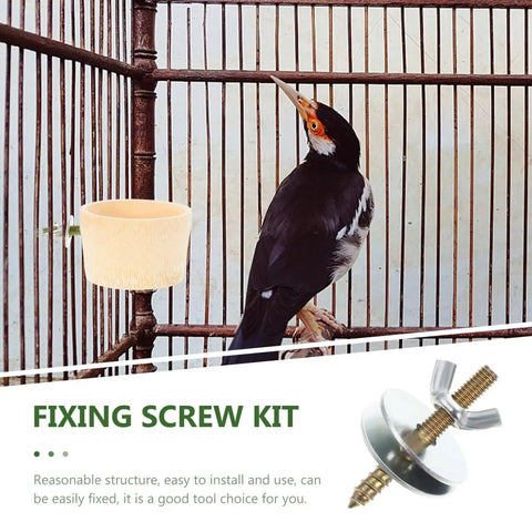 Premium Top Shelf Bird Cage Retaining Screws And Perch Hardware Kit With 16 Heavy Duty Bolts And Nuts Plus Gaskets For Small Pet Enclosure Fastening No Sweat Install Replacement Parts with a bird and fixing screw kit.