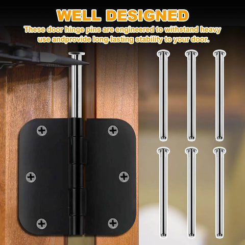 Six Pieces Of 3.5 Inch Indoor Door Hinge Pins Replacement For 3.5 Inch Oil Rubbed Bronze Hinge Pins And Screws In Silver Finish