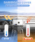 Comparison of Toyota Tundra interior with and without Dash Cover For Toyota Tundra 2022 2023 2024 2025 2026 With Nonslip Mesh Sunshade Dashboard Protector No Glare UV Shield Easy Fit Interior Pro Style Upgrade.