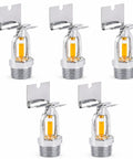 5 Pack Fire Sprinkler Heads 57C 135F Rated Heavy Duty Chrome Sidewall Mount Sprayers with copper glass bulbs for safety use.