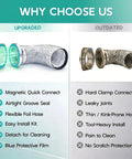 Comparison of Magnetic Dryer Vent Connector Kit With Airtight Quick Connect and traditional vent, features listed