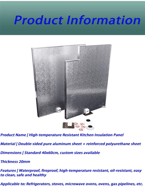 Double-sided fireproof insulation panel for kitchen appliances, 40x60cm aluminum sheet, heat-resistant board for stoves and ovens.