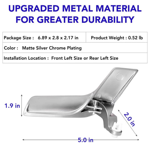 Mercedes Benz Interior Metal Front And Rear Left Driver Side Matte Silver Door Handle Repair Kit dimensions display