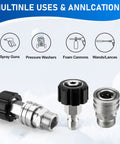 Pressure washer adapter set, stainless steel, M22 to 3/8 in quick-connect swivels, 4-pack