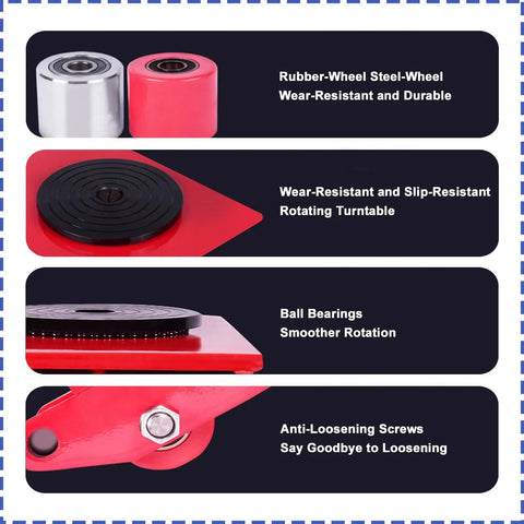 Heavy Duty Straight Line Machinery Movers With Steel Or Pu Wheels Industrial Load Dolly for rotating turntable details.
