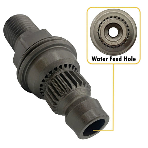 1-1/4 Inch 7 Male to BU Connection Core Bit Adapter for Rotary Mode Only Core Drilling, close-up of water feed hole