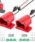2 Pack 12V Battery Adapter For Power Wheels With Switch, Fuse, 12AWG Wire, Wire Terminal, Compatible With M12 Battery Series. Shown with components.