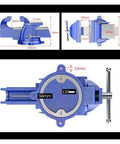 Hefty Six Inch Heavy Duty Bench Vise Featuring Bulletproof Swivel Mount And Butter Smooth Quick Locking Jaw dimensions and features overview