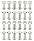 Top Tier 24 Pack Chicago Screws Featuring Phillips Heads Rust Resistant 304 Stainless Steel Binding Rivets arranged in rows.