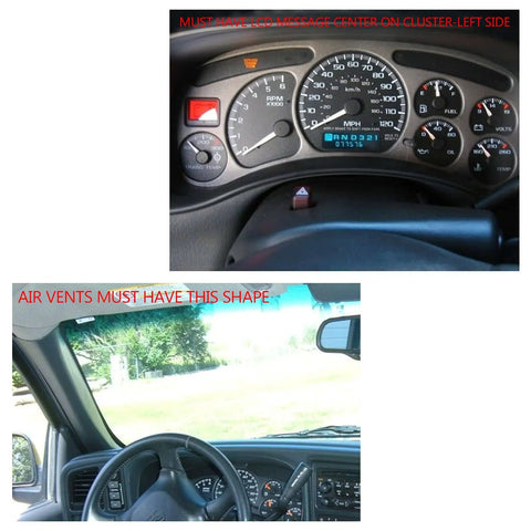 Dashboard view of Double Din Dash Kit With Wiring Harness And Antenna Adapter For 1999 To 2002 GM Full Size Trucks And SUVs Silverado Sierra Plug And Play Dash Bezel Cover Kit For Easy Car Stereo Install.