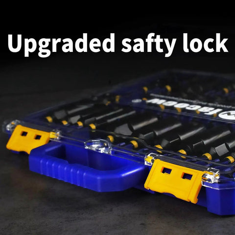 55 Piece Magnetic Impact Nut Driver Set With Deep SAE And Metric Sockets, Quick Release Extension, Sturdy Storage Box, side view