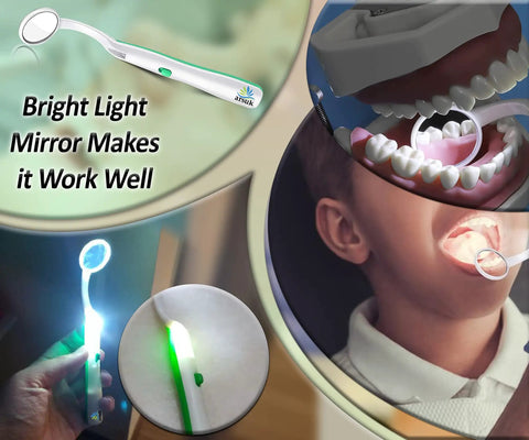 LED Lighted Dental Mirror For Easy At Home Teeth Checks With Bright Illumination Anti Fog Handheld Mouth Mirror For Inside Mouth Gums And Tongue Reusable Dentist Style Dental Mirror For Home Use 2 Pack, handheld white plastic