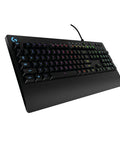 Full Size Pc Gaming Keyboard Delivering Sick Rgb Backlighting And Fully Programmable Macros, angled view with black chassis.