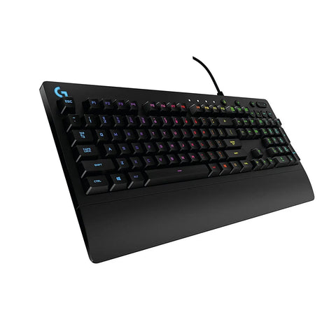 Full Size Pc Gaming Keyboard Delivering Sick Rgb Backlighting And Fully Programmable Macros, angled view with black chassis.