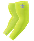 6690 Cooling Arm Sleeves With Performance Knit Lime XX Large Pair for workouts and UV protection in lime color, angled view.