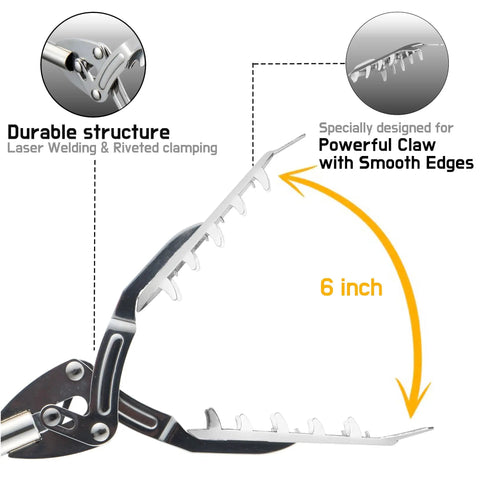 41 Inch Stainless Steel Grabber Reacher Tool Heavy Duty Pickup For Indoor Outdoor Use No Wire Patented Technology Anti Rust Hygienic Metal Construction Perfect For Trash Logs BBQ Fireplace Pits And Snake Tongs