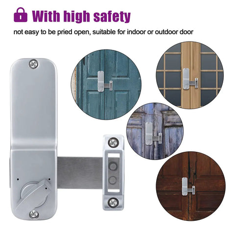 Mechanical Door Lock With Keypad For Indoor And Outdoor Doors, Waterproof Keyless Entry Knob And Deadbolt, Heavy Duty Stainless Steel Gate Lock Set With Handle, Works Left Or Right Swing